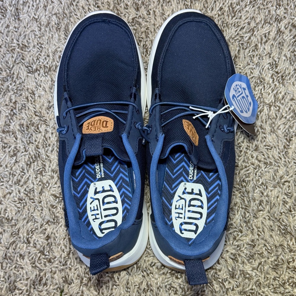 Hey Dude Wally Drift Mesh Men's Size 8 Casual Shoes Navy Blazer Blue White NEW - Picture 5 of 7